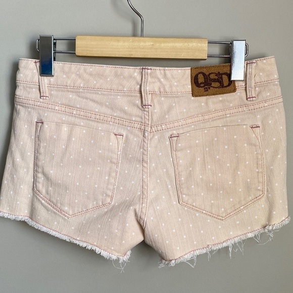 QSD Women's Light Peach Polka Dot Denim Cutoff Shorts Size 5/27 - Picture 5 of 12